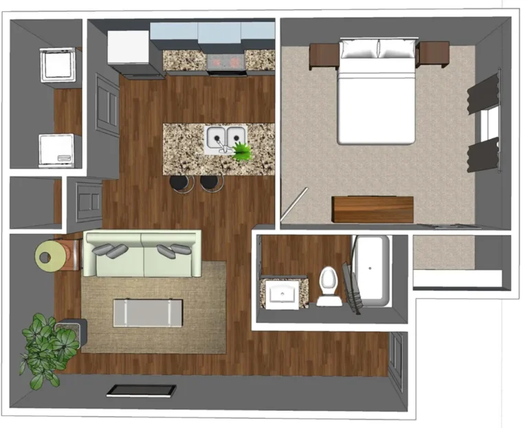 3D rendition of Hickory apartment
